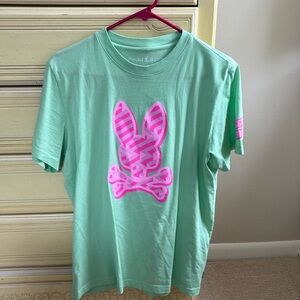 Unisex Pink and green Psycho Bunny tee
